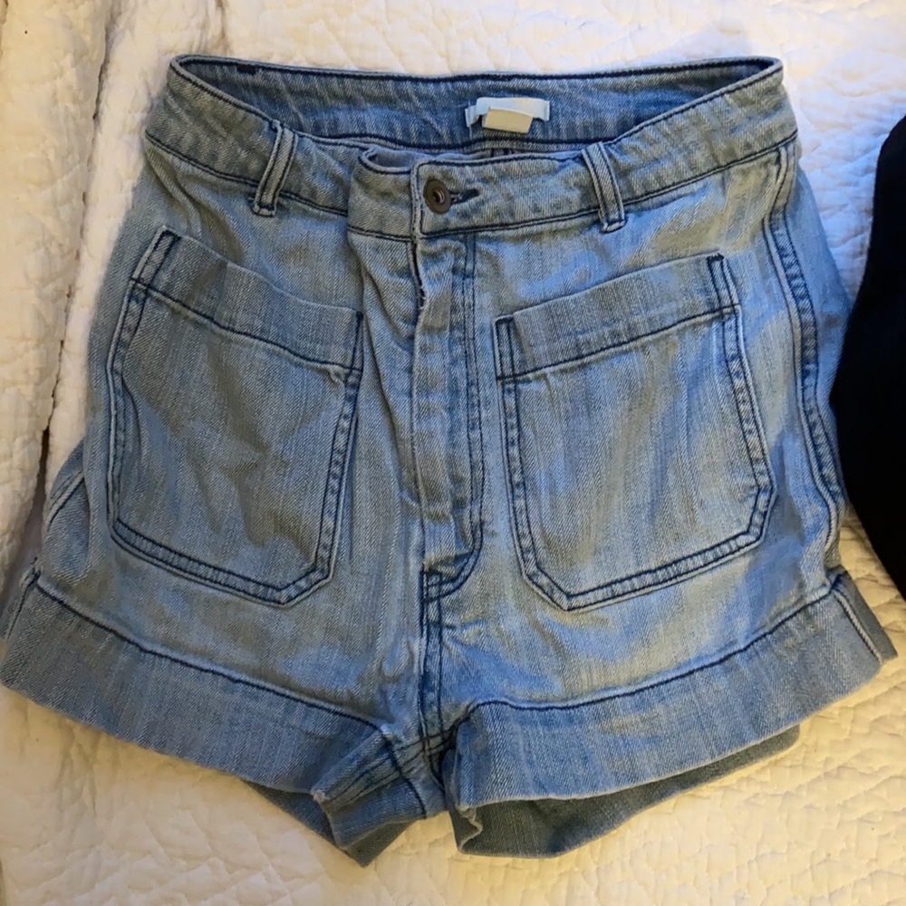 H&M faded high waist jean shorts